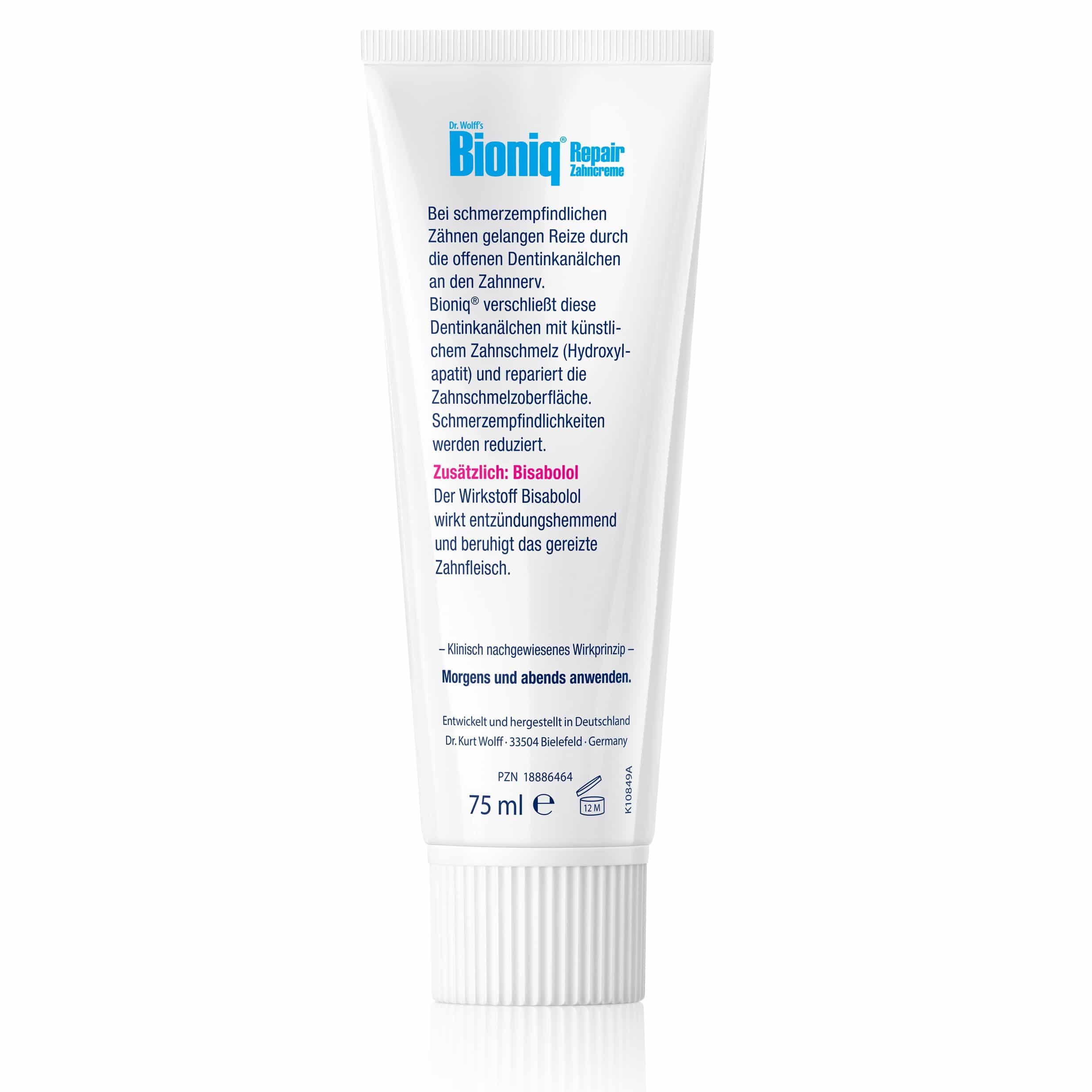 Bioniq Repair Zahncreme sensitiv akut 75 ml Zahncreme