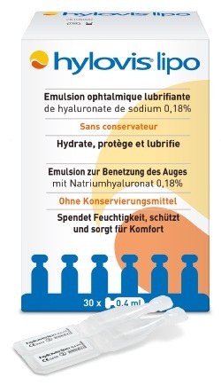 Hylovis lipo Benetzungsaugentropfen 30X0.4 ml Einzeldosispipetten