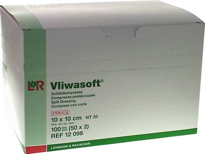 VLIWASOFT Schlitzkompressen 10x10 cm steril 4lagig 50X2 St Kompressen