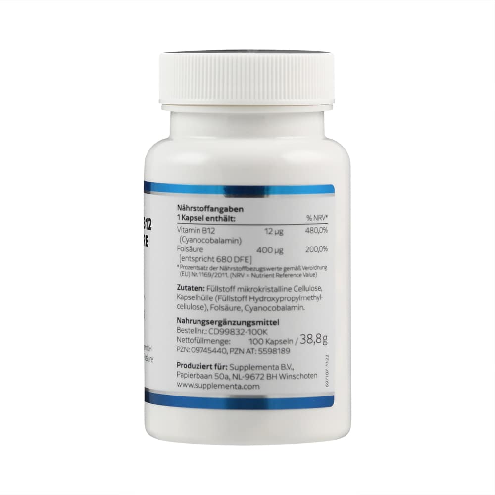 KLEAN LABS VITAMIN B12 FOLSÄURE 100 St Kapseln