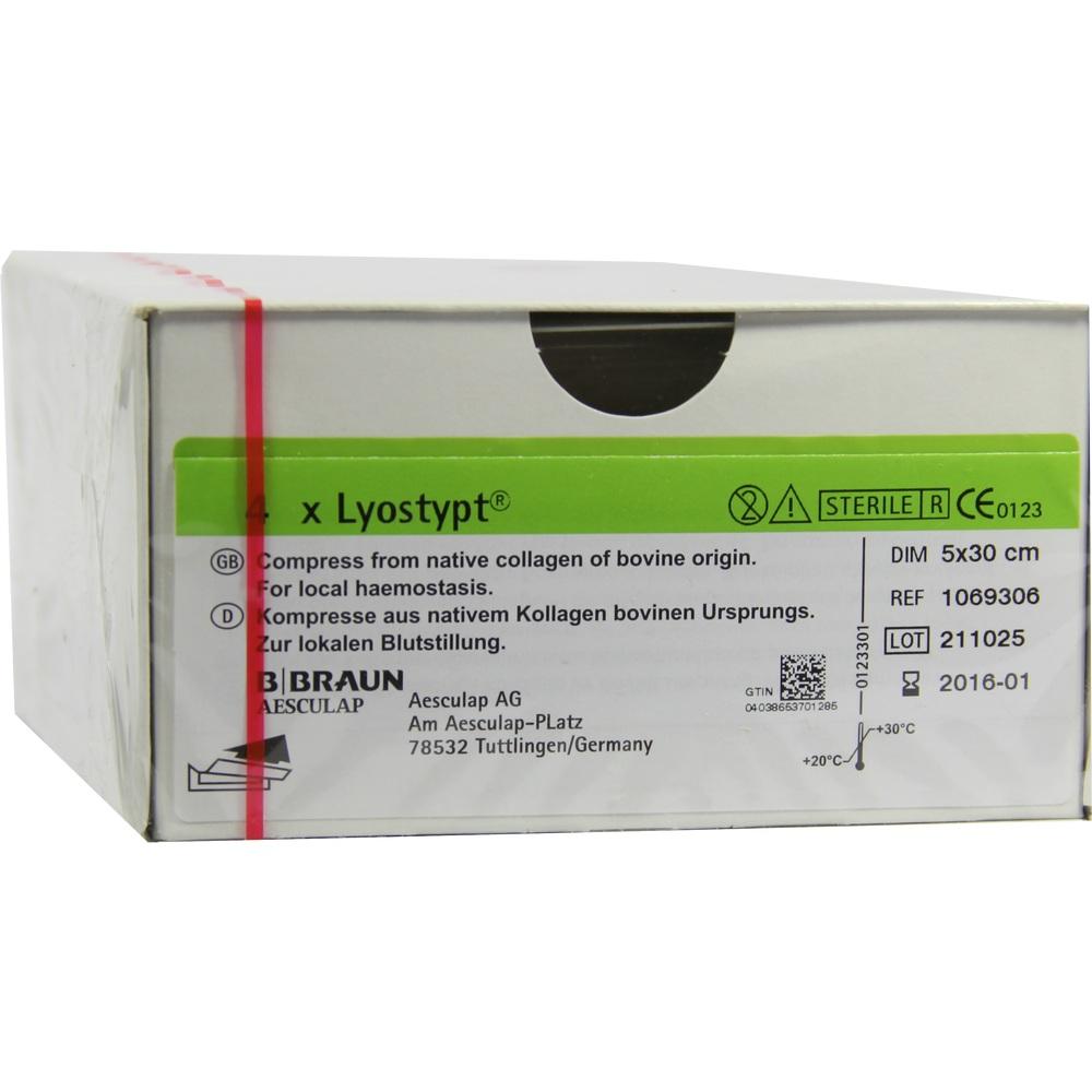 LYOSTYPT Kollagen Hämostypt.5x30cm Vlies 4 St Kompressen