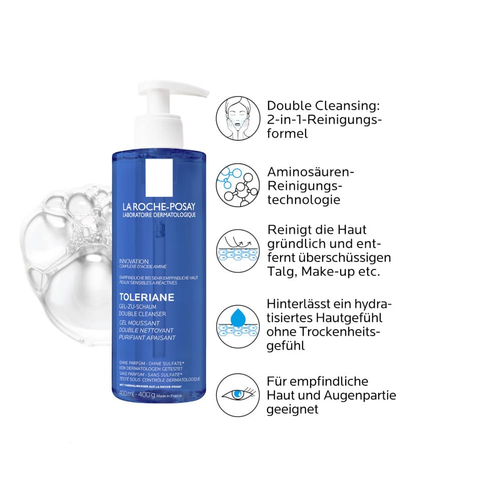 LA ROCHE-POSAY TOLERIANE GEL zu SCHAUM CLEANSER 400 ml Gel