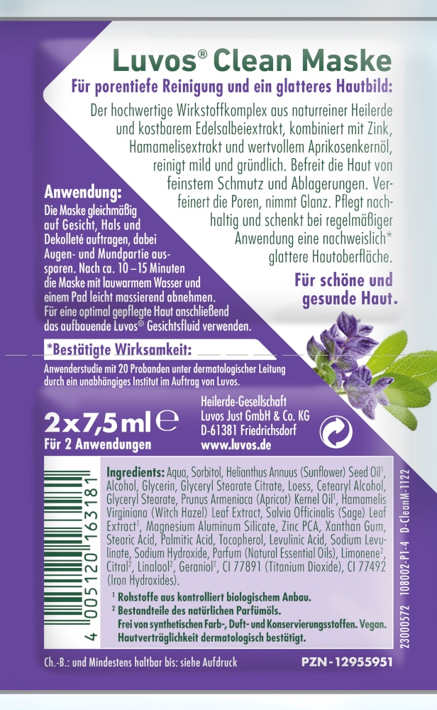Luvos HEILERDE Clean Maske 2X7.5 ml Gesichtsmaske
