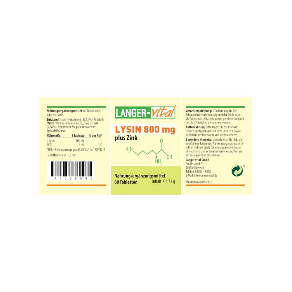 LYSIN 800mg plus Zink 60 St Tabletten