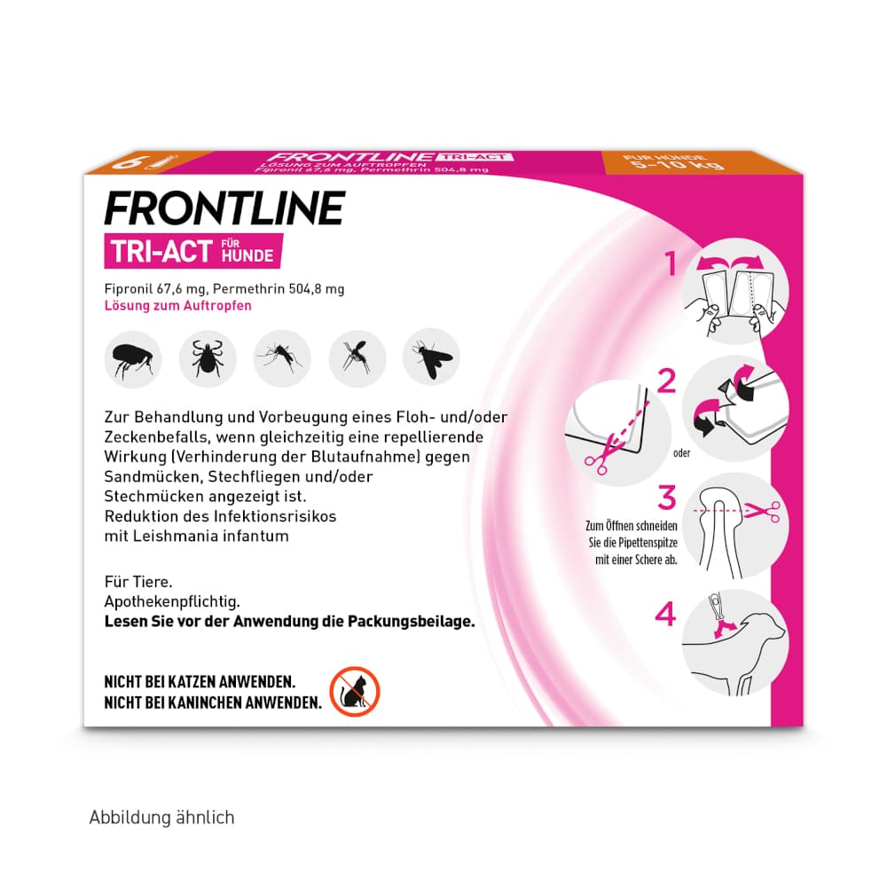 FRONTLINE TRI-ACT gegen Zecken, Flöhe und fliegende Insekten für Hunde S (5-10 kg)  6 St Lösung