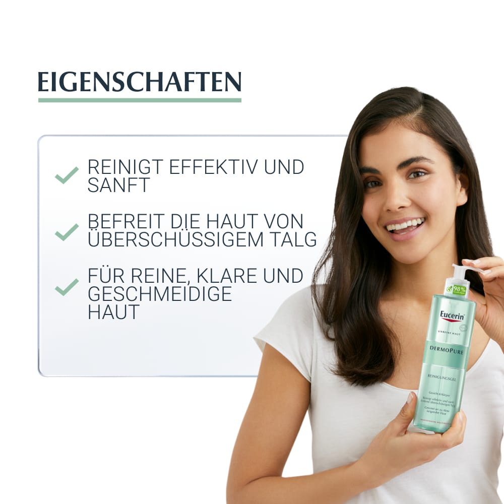Eucerin DERMOPURE Reinigungsgel gegen Pickel und unreine Haut + 3 € sparen* 400 ml Gel