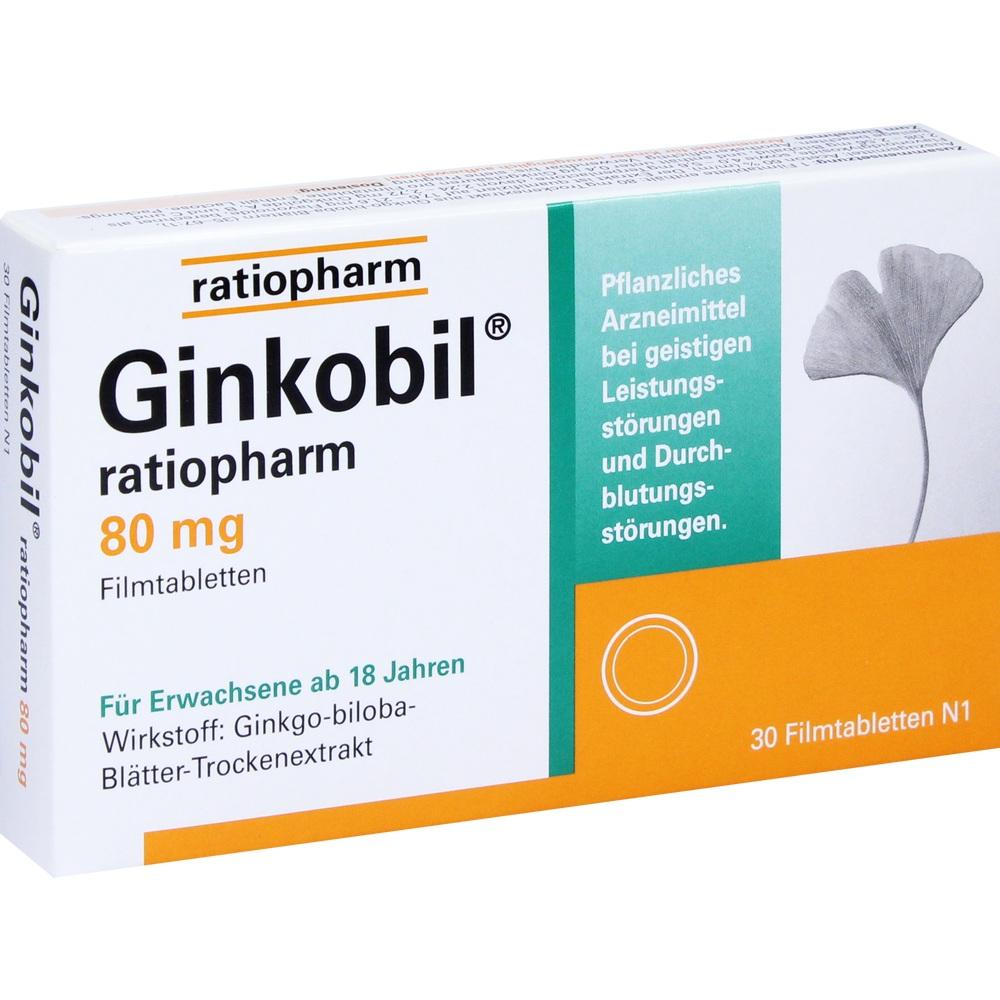 Ginkobil ratiopharm 80mg mit Ginkgo biloba 30 St Filmtabletten