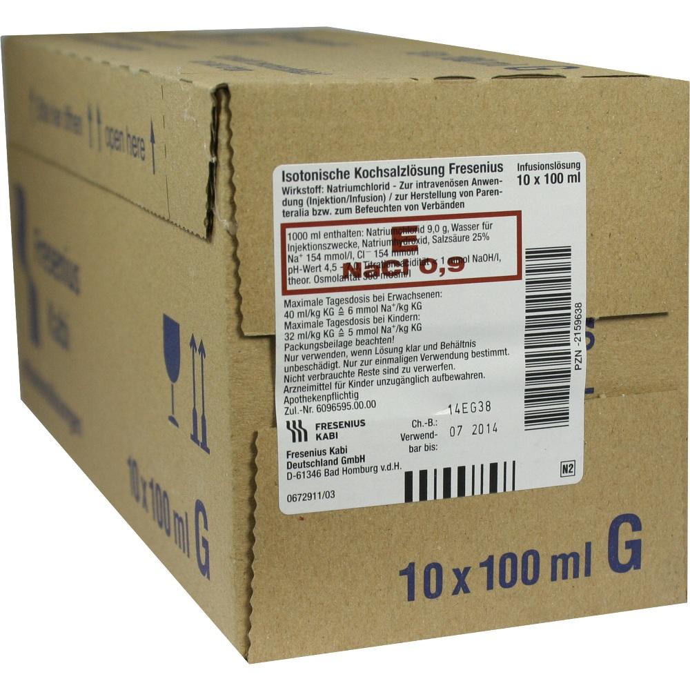 KOCHSALZLÖSUNG 0,9% Glasfl.Fresenius 10X100 ml Infusionslösung