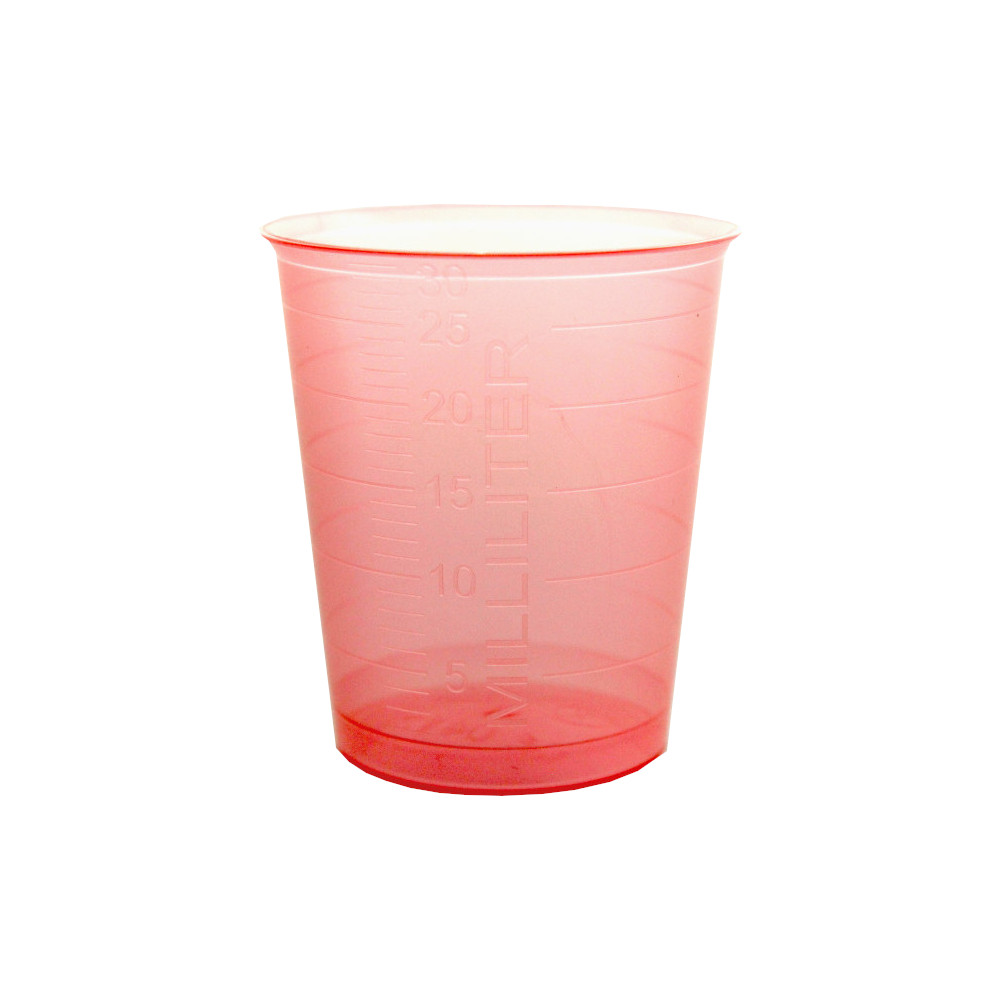 Einnehmegläser Plastik 30ml rot 80 St