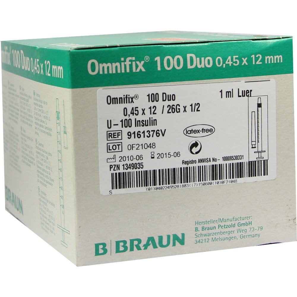 OMNIFIX Duo 100 Insulinspr.1 ml 100X1 ml Spritzen