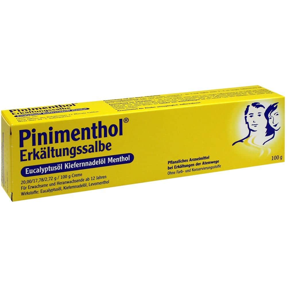 Pinimenthol Erkältungssalbe ab 12 Jahren - mit Eucalyptusöl, Kiefernnadelöl und Menthol 100 g Creme