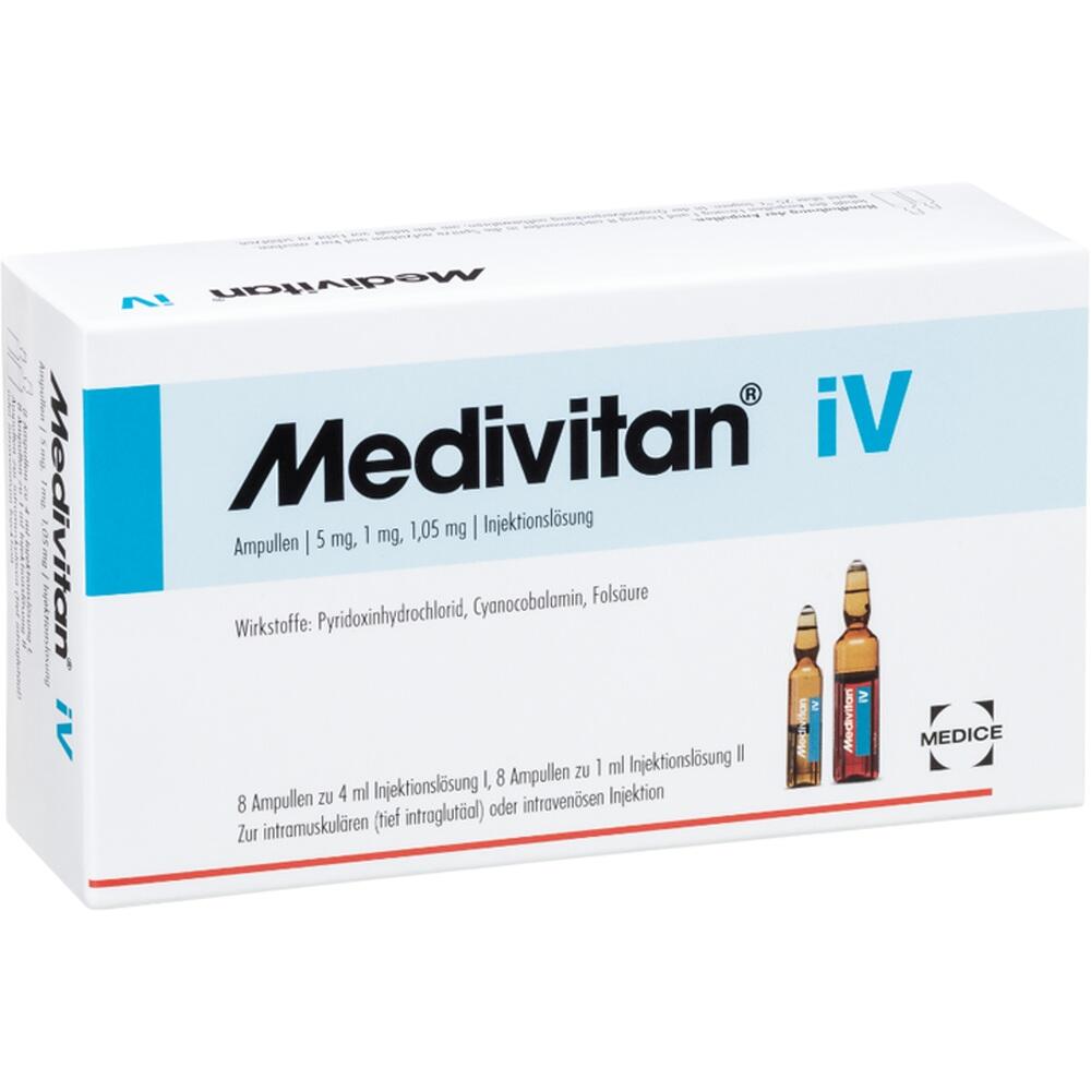 Medivitan iV 8 Doppel-Ampullen bei Vitamin B-Mangel 8 St Ampullenpaare