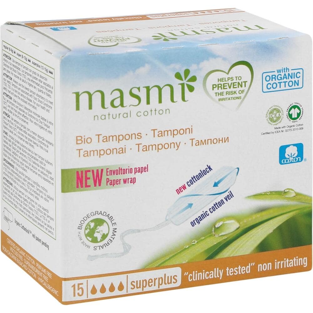 masmi Bio Tampons Super Plus 100% Bio-Baumwolle 15 St Tampon