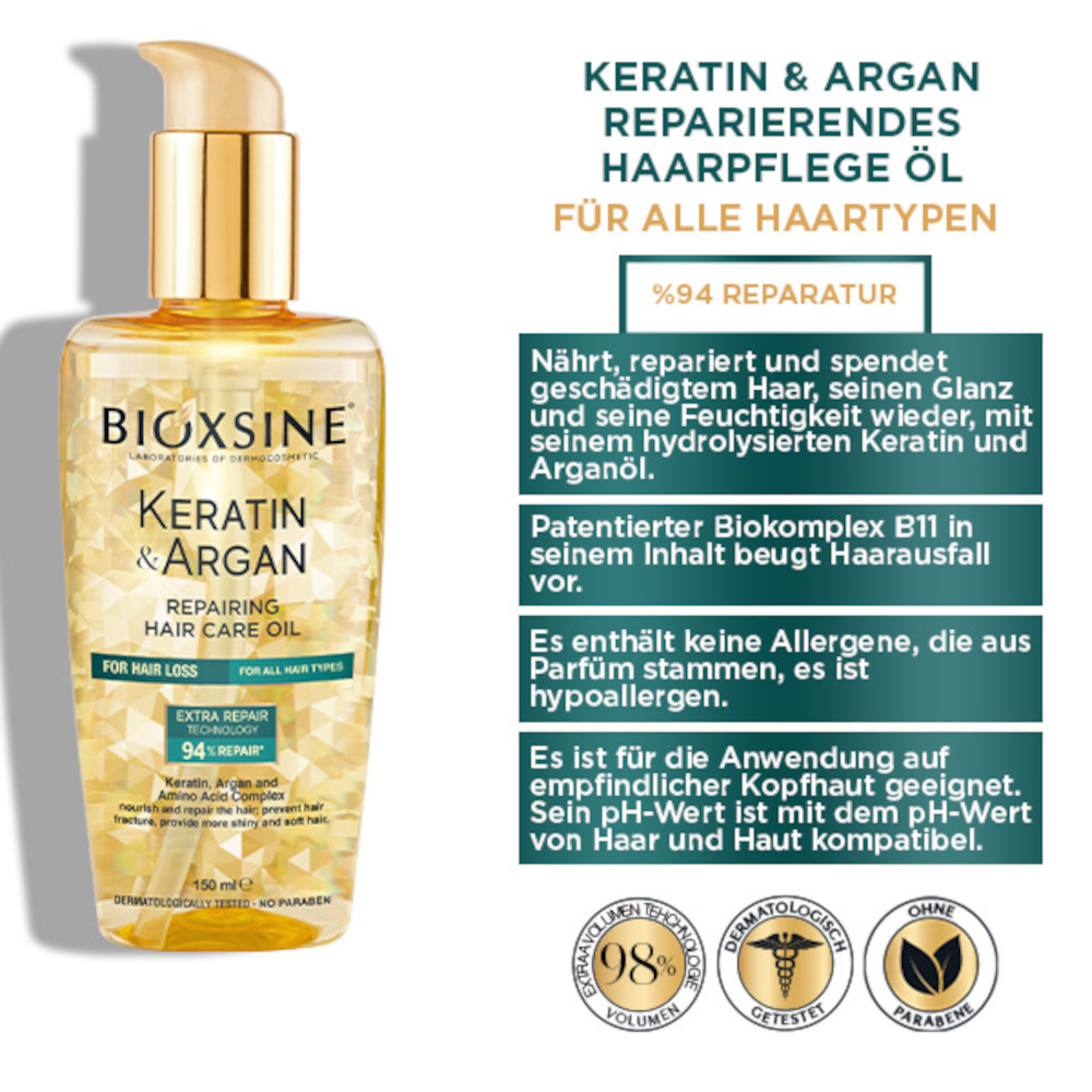 BIOXSINE Keratin & Argan Haarpflege Öl 150 ml Öl