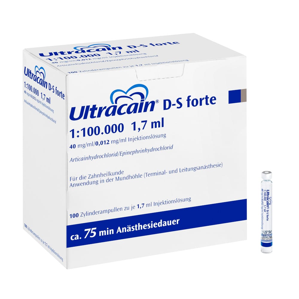 ULTRACAIN D-S forte 1:100.000 für Zahnhygiene Ampullen 100X1.7 ml Zylinderampullen