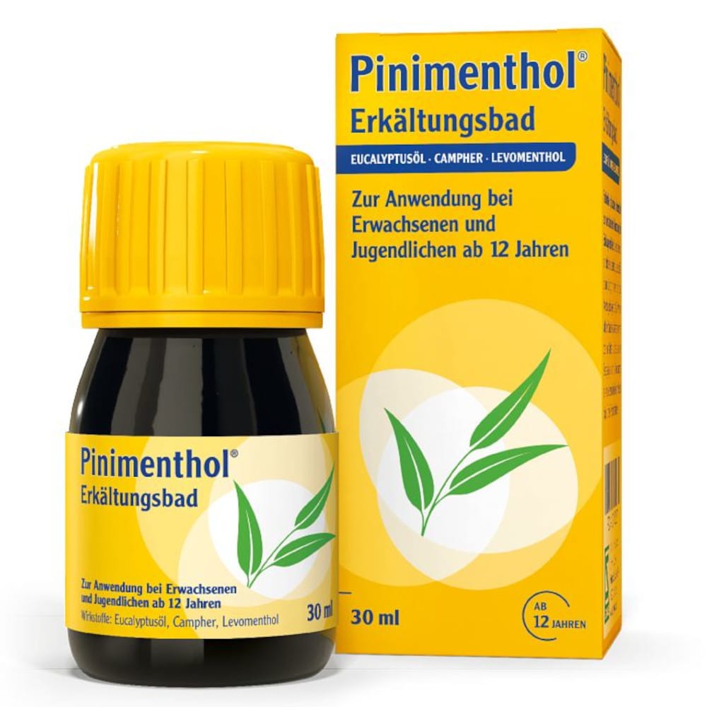Pinimenthol Erkältungsbad ab 12 Jahren - mit Eucalyptusöl, Menthol und Campher 30 ml Bad