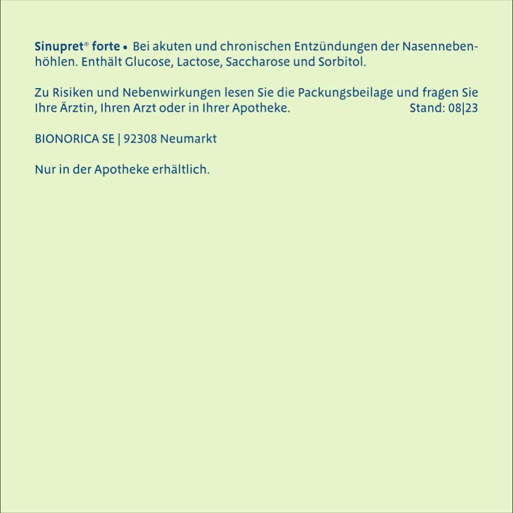 Sinupret forte  20 St Überzogene Tabletten