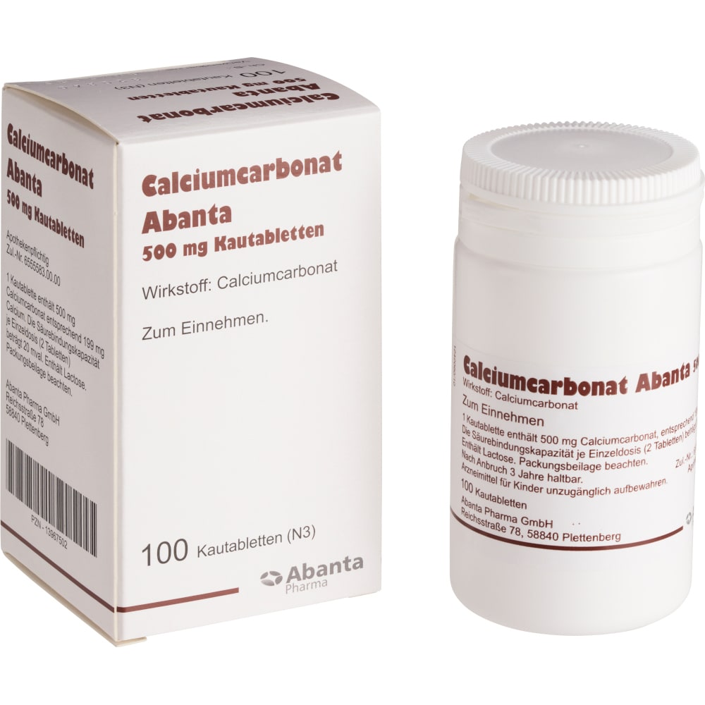 Calciumcarbonat Abanta 500 Mg Kautabletten  100 St Kautabletten