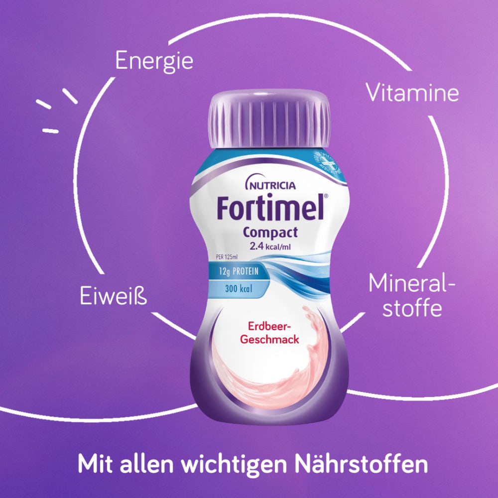 Fortimel Compact 2.4 Trinknahrung Erdbeere 4X125 ml Flüssigkeit
