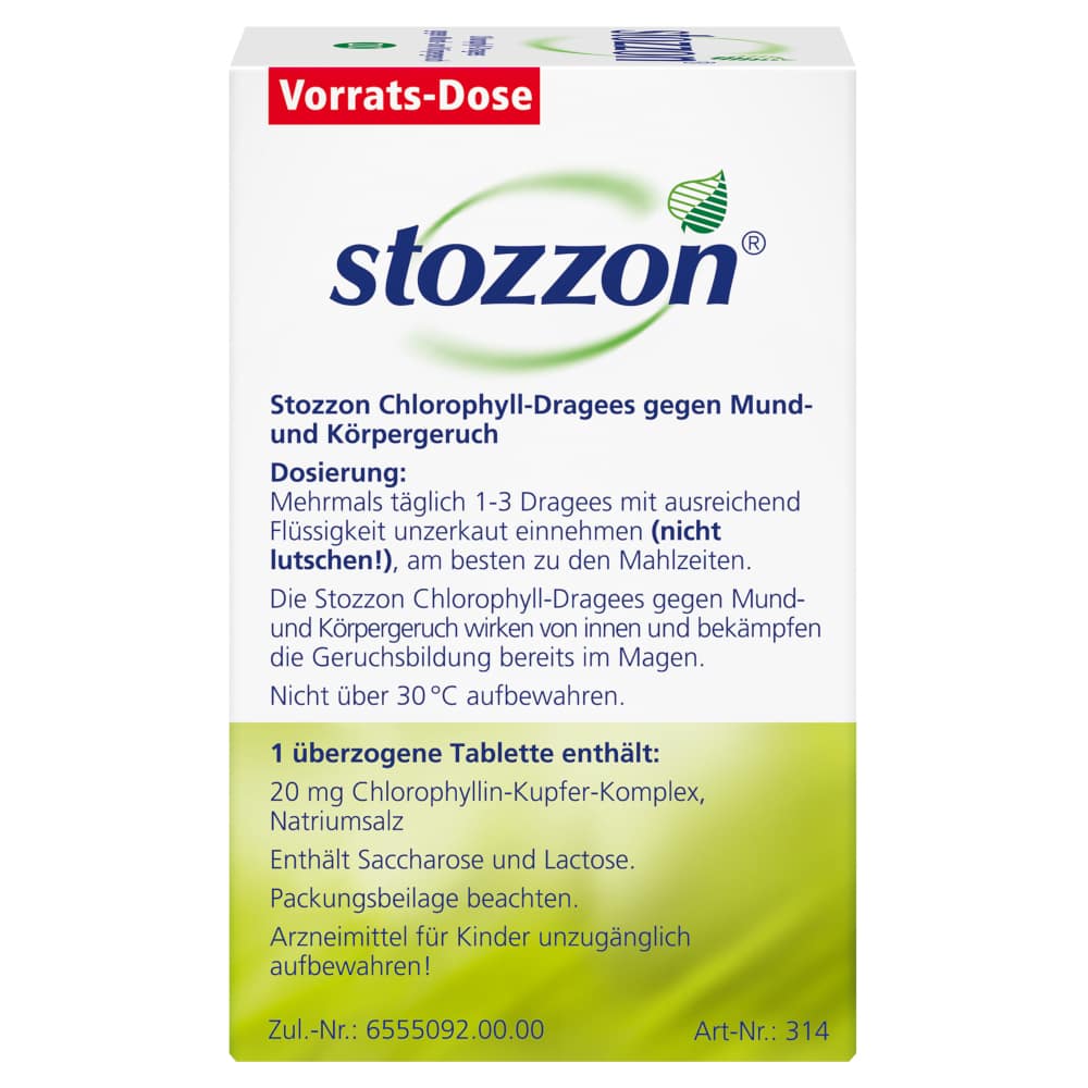 stozzon Chlorophyll-Dragees gegen Mund- und Körpergeruch 200 St Überzogene Tabletten
