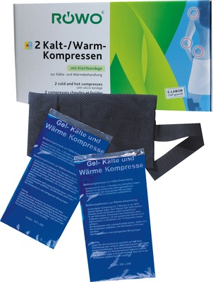RÖWO 2 Kalt-/Warm-Kompressen mit Klettbandage 1 Packung Kompressen