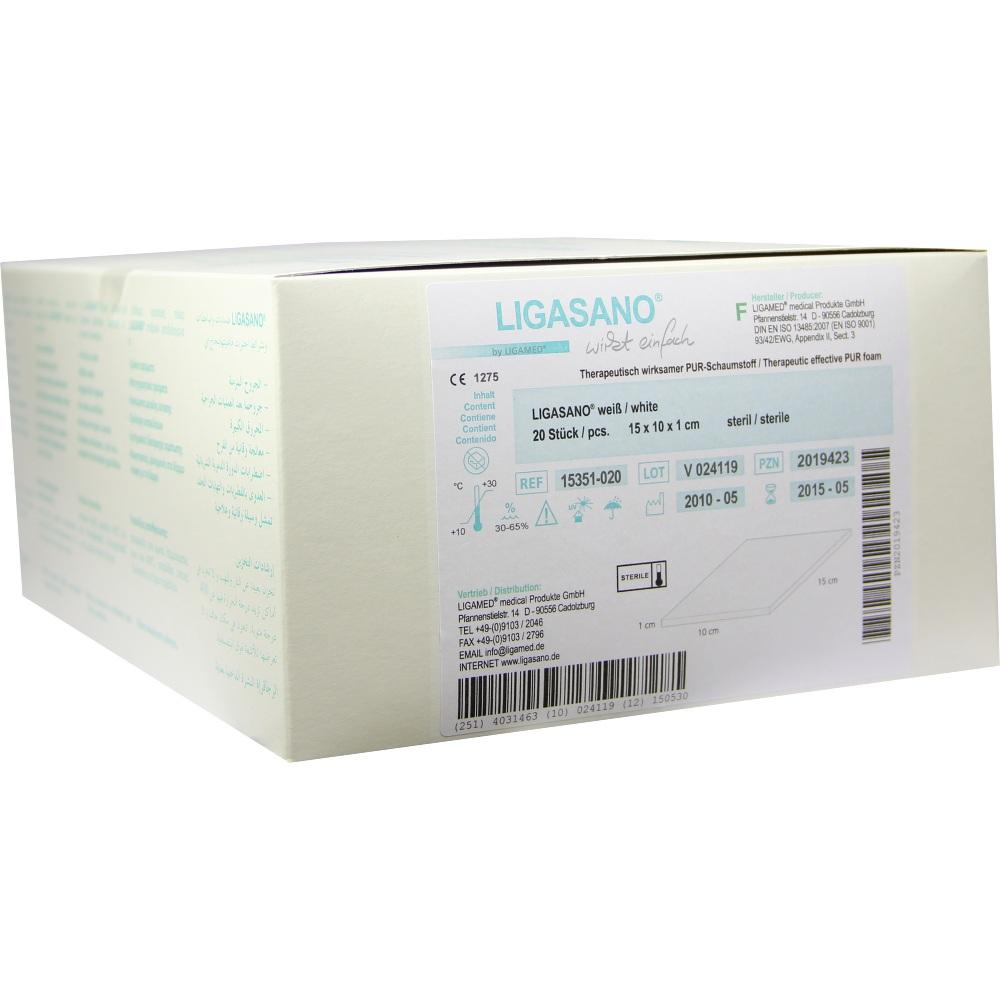 LIGASANO weiß Verband 1x10x15 cm steril 20 St Kompressen