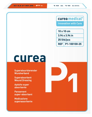 CUREA P1 superabsorb.Wundauflage 10x10 cm 25 St Kompressen