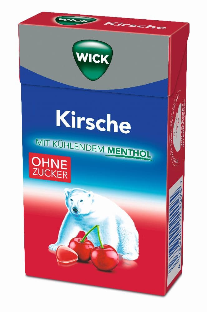 WICK Husten Bonbons WILDKIRSCH & EUKALYPTUS ohne Zucker  46 g Bonbons
