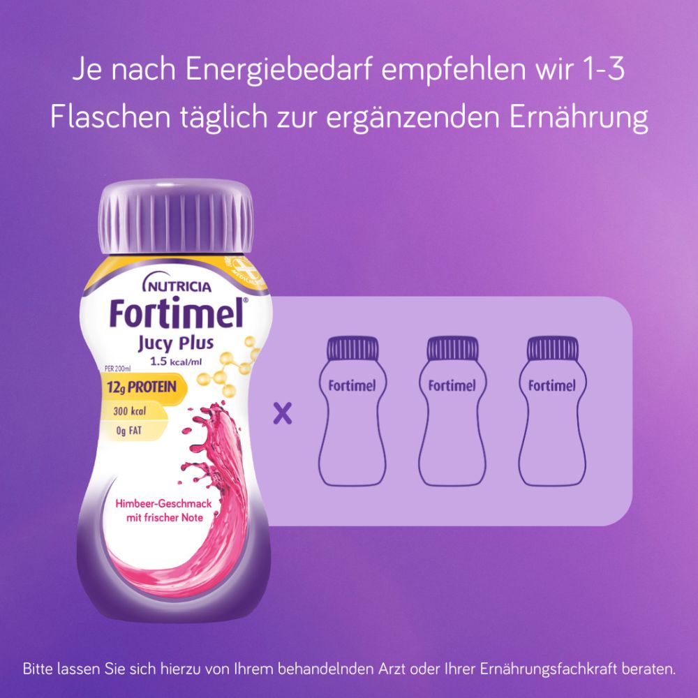 Fortimel Jucy Plus Himbeer-Geschmack 4X200 ml Flüssigkeit