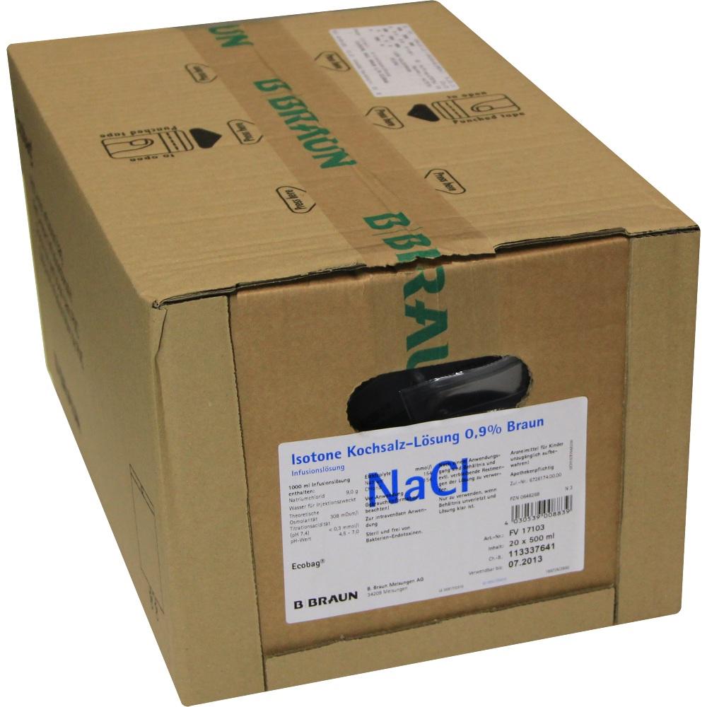 NATRIUMCHLORID 0,9% Braun Ecobag Infusionslsg. 20X500 ml Infusionslösung