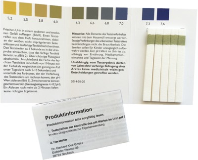 Teststreifenheft zur Bestimmung des Urin pH-Wertes 50 St Teststreifen