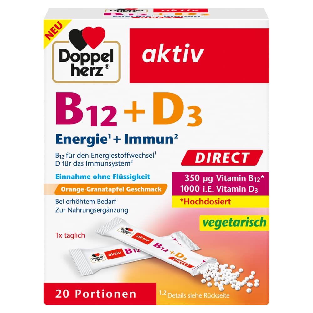 Doppelherz aktiv B12 + D3 DIRECT 20 St Pellets