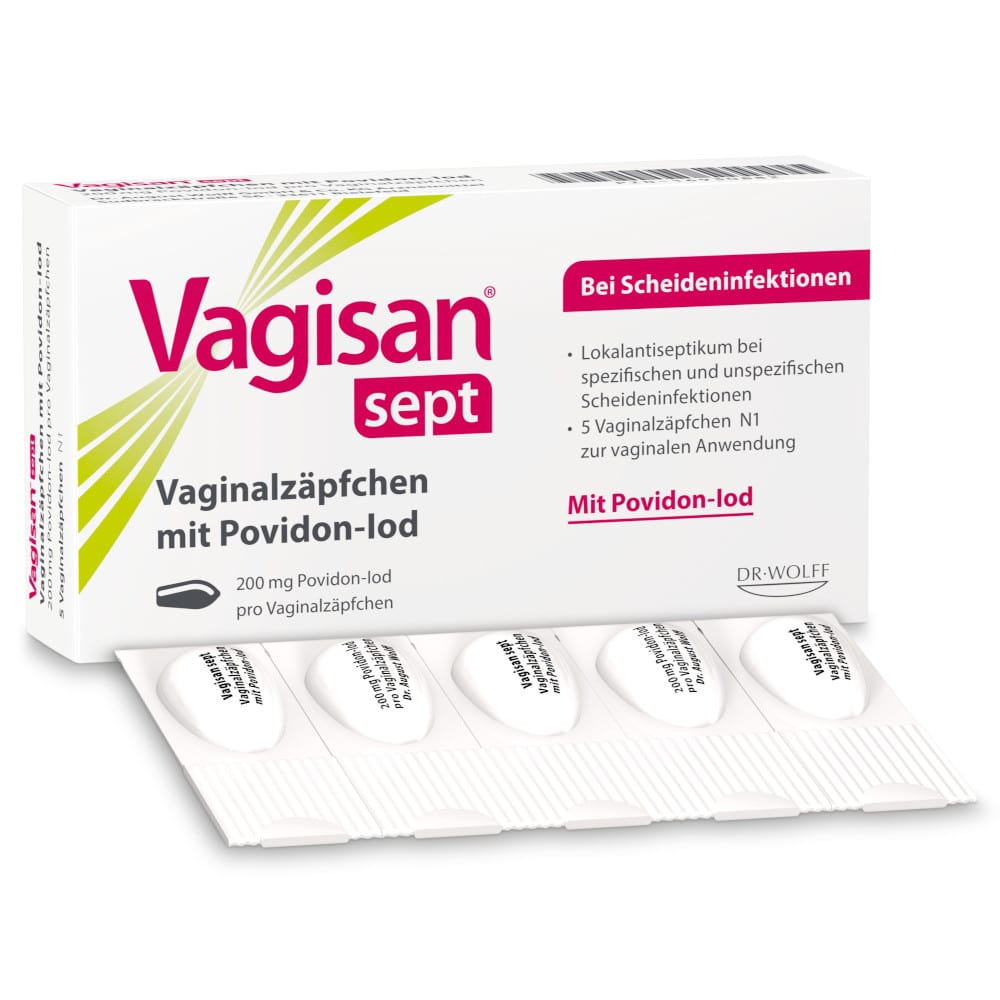 Vagisan sept Vaginalzäpfchen mit Povidon-Iod 5 St Vaginalsuppositorien
