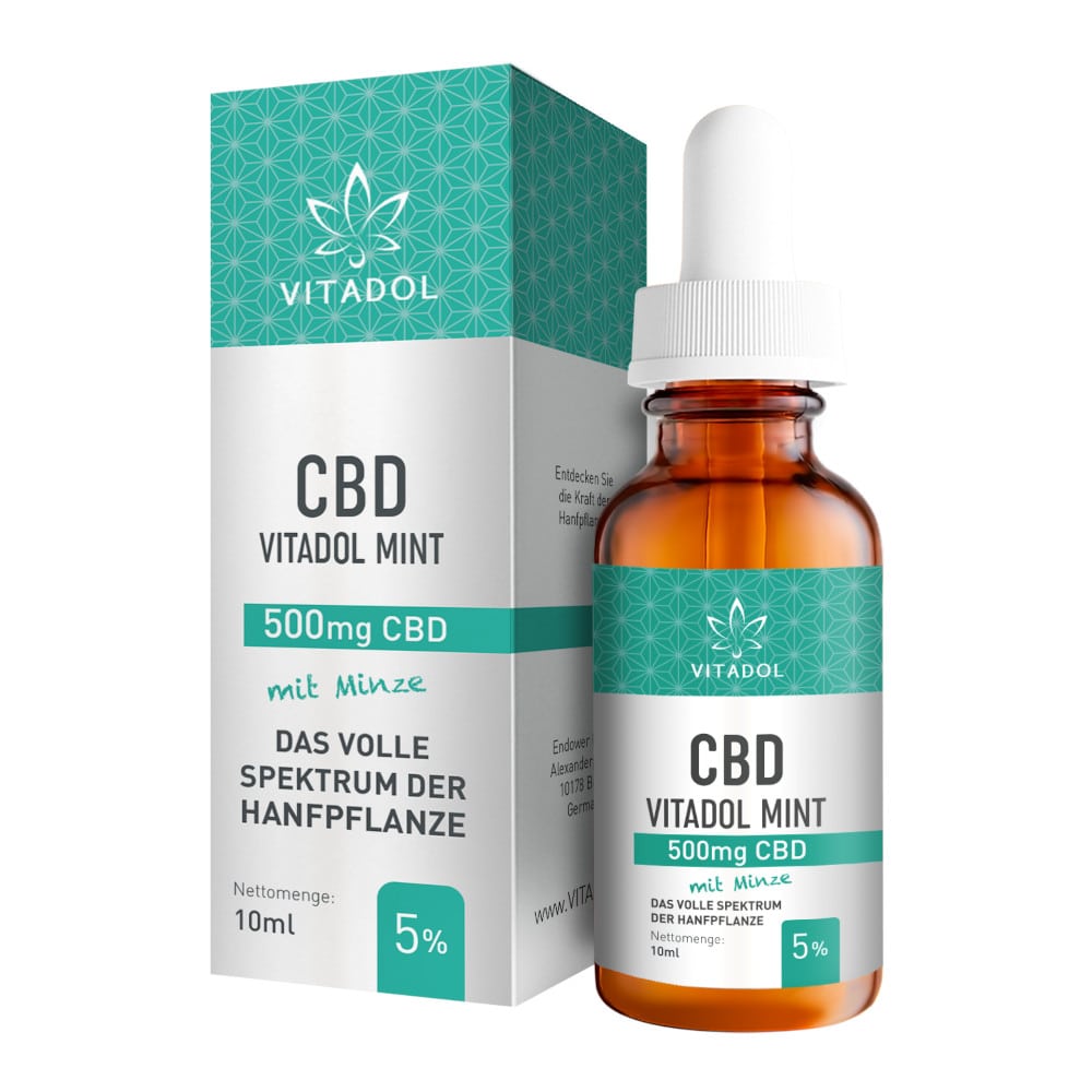CBD 5% VITADOL MINT 500mg Hanfextrakt Öl mit Minze 10 ml Öl
