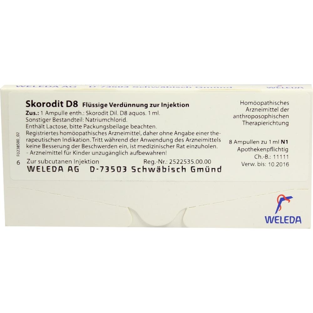 WELEDA SKORODIT D 8 Ampullen 8X1 ml Ampullen