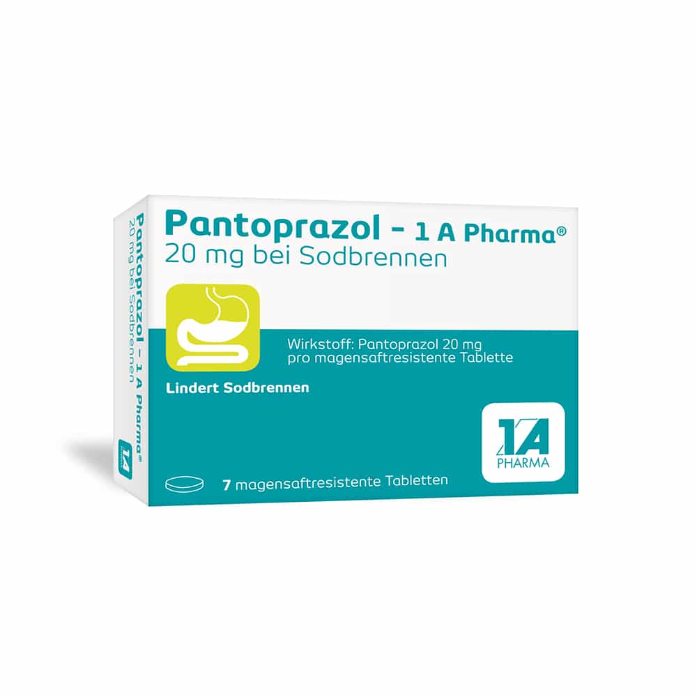 Pantoprazol-1A Pharma 20mg bei Sodbrennen 7 St Tabletten magensaftresistent