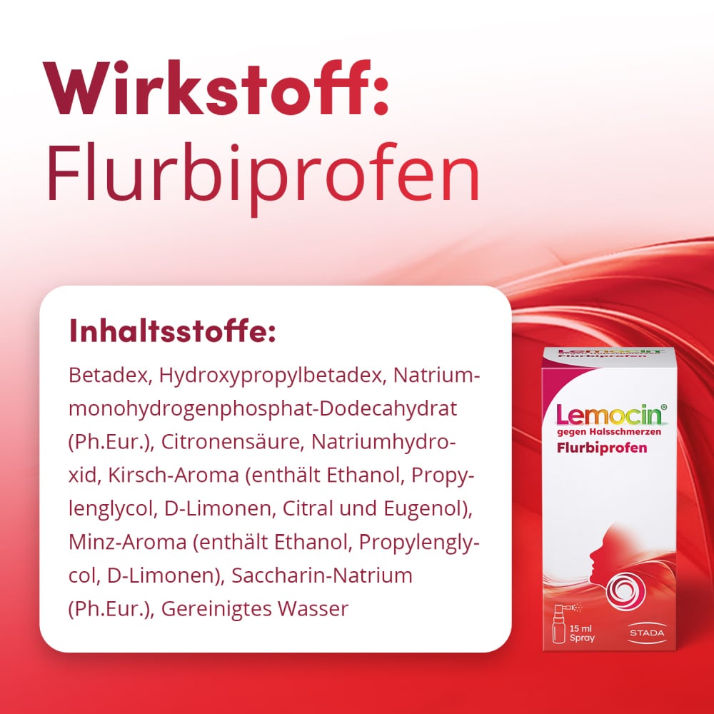 Lemocin gegen Halsschmerzen Flurbiprofen 15 ml Spray