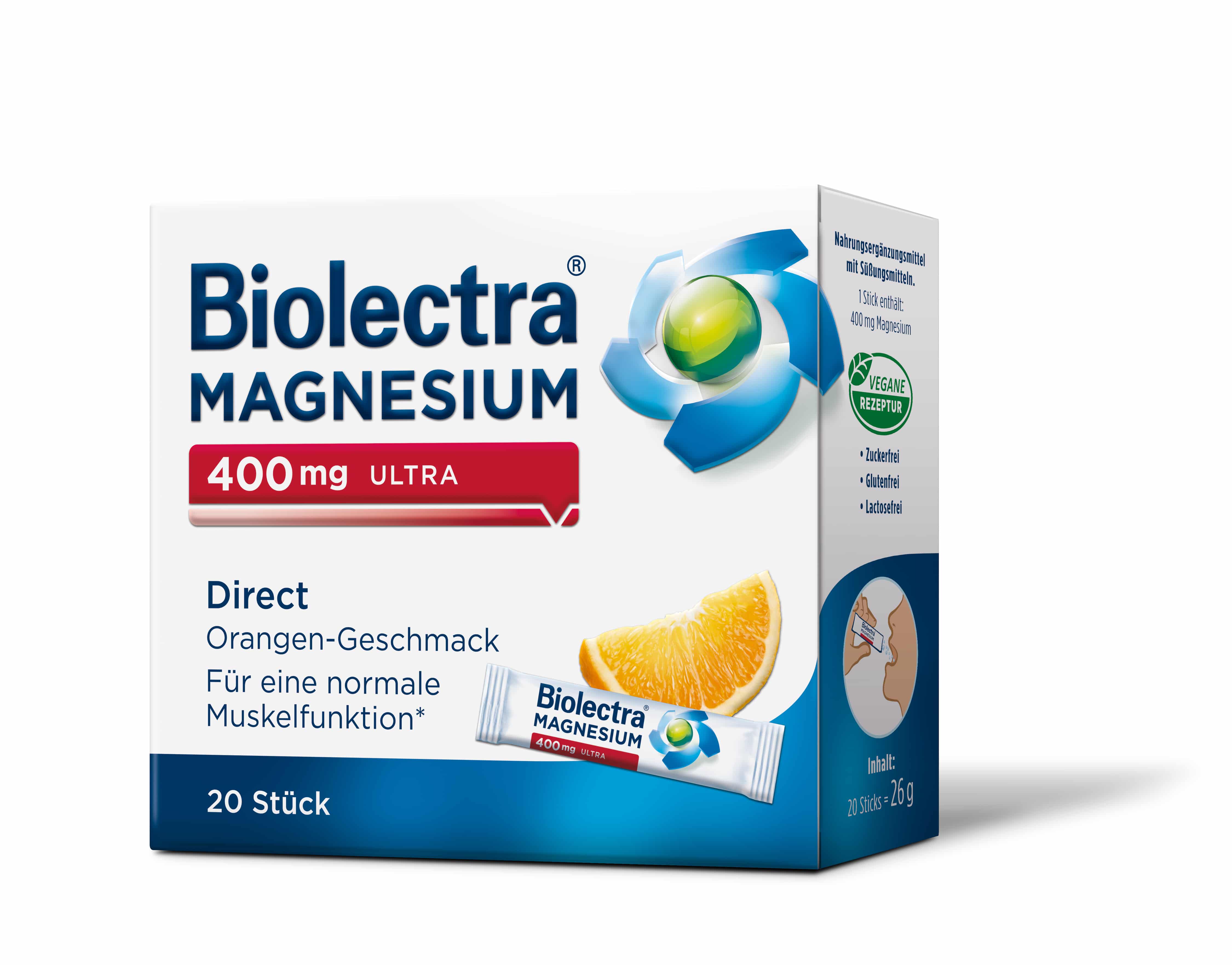 Biolectra MAGNESIUM 400mg ULTRA Direct Orange 20 St Pellets