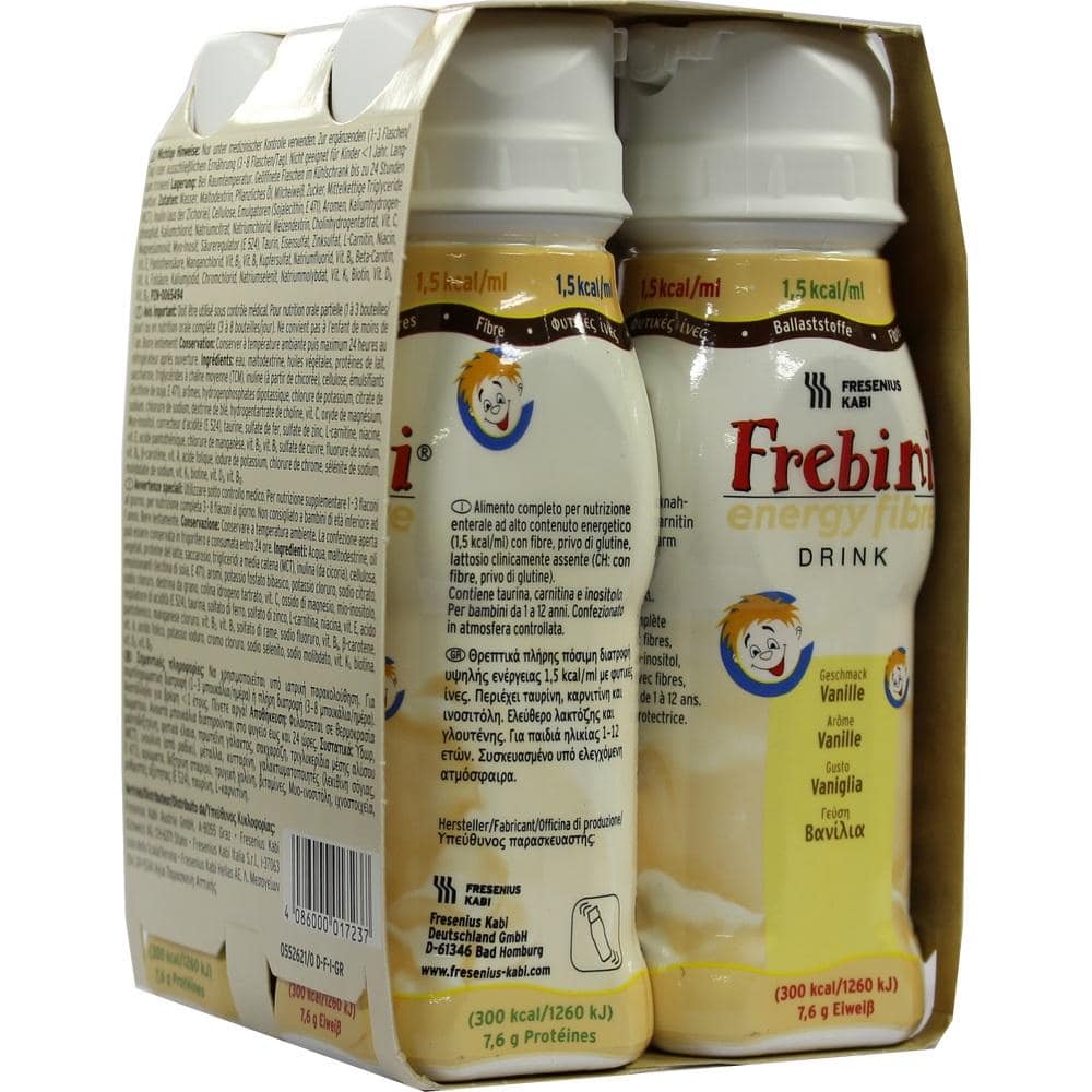 Frebini Energy Fibre Trinknahrung Vanille 4X200 ml Flüssigkeit