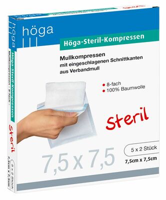 HÖGA STERIL Kompressen 7,5x7,5 cm 8fach 5X2 St Kompressen