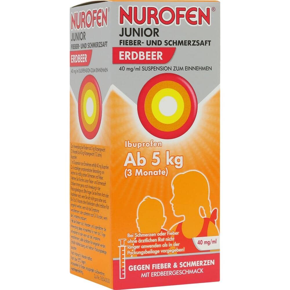 NUROFEN Junior Fiebersaft Erdbeere 40mg/ml 150 ml Suspension zum Einnehmen
