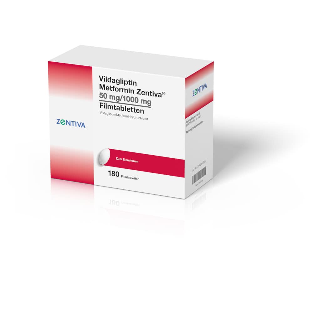 Vildagliptin Metformin Zentiva 50mg/1000mg Filmtabletten 180 St Filmtabletten