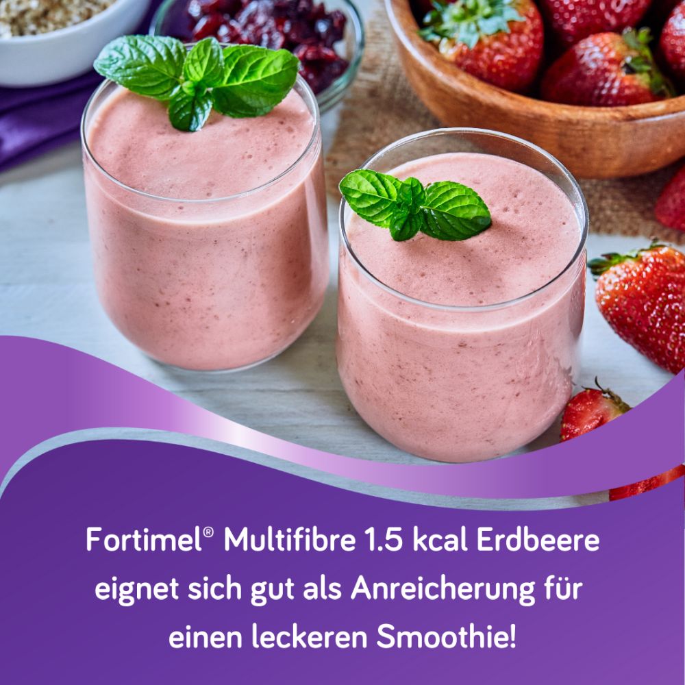 Fortimel Multifibre 1.5 kcal Erdbeergeschmack 4X200 ml Flüssigkeit