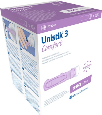 UNISTIK 3 Comfort 1,8 mm Eindr.Tiefe Stechhilfe 100 St Lanzetten