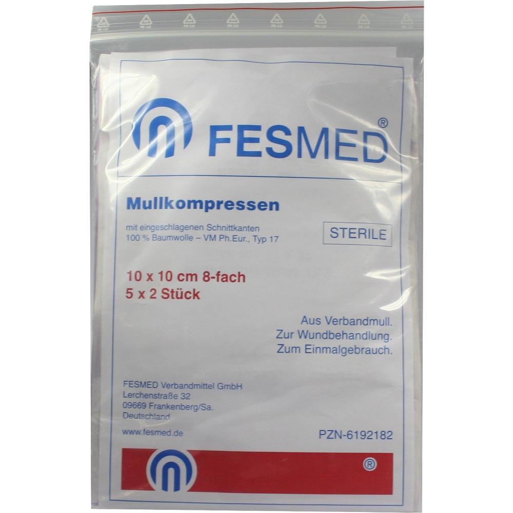 MULLKOMPRESSEN ES 10x10 cm steril 8fach 5X2 St Kompressen