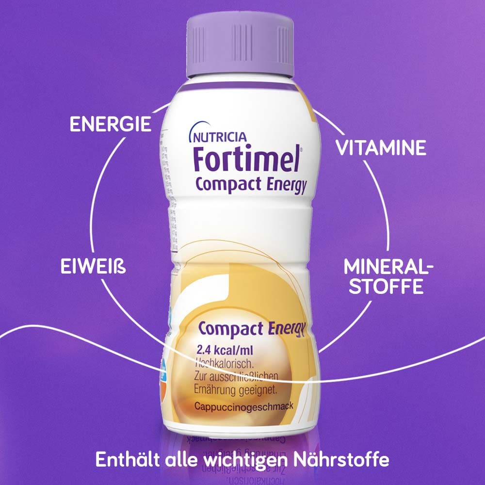 Fortimel Compact Energy  Trinknahrung Cappuccino 4X300 ml Flüssigkeit