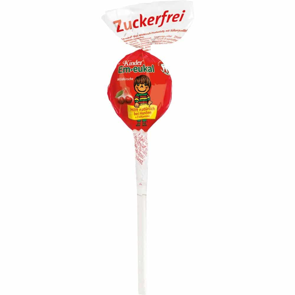Em-eukal Kinder Wildkirsche Lolly zuckerfrei 10 g Bonbons