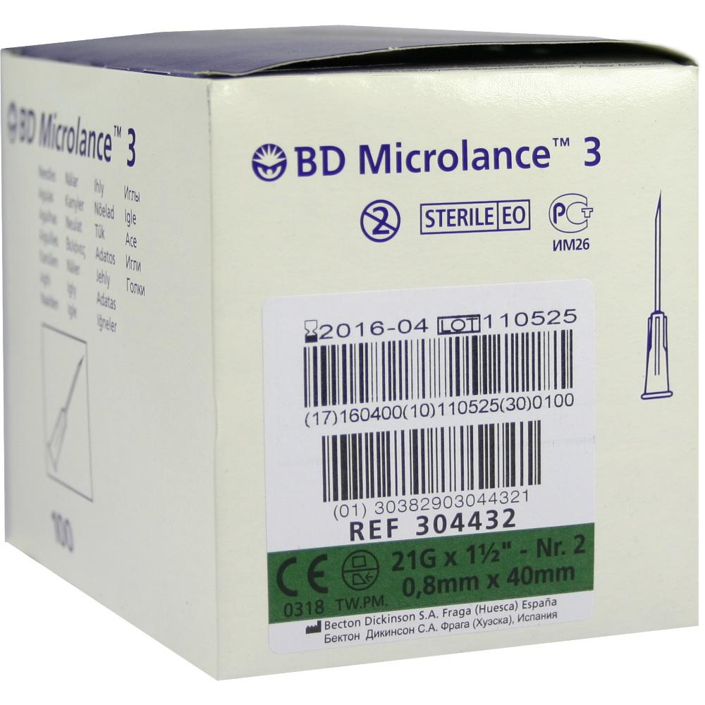 BD MICROLANCE Kanüle 21 G 1 1/2 0,8x40 mm 100 St Kanüle