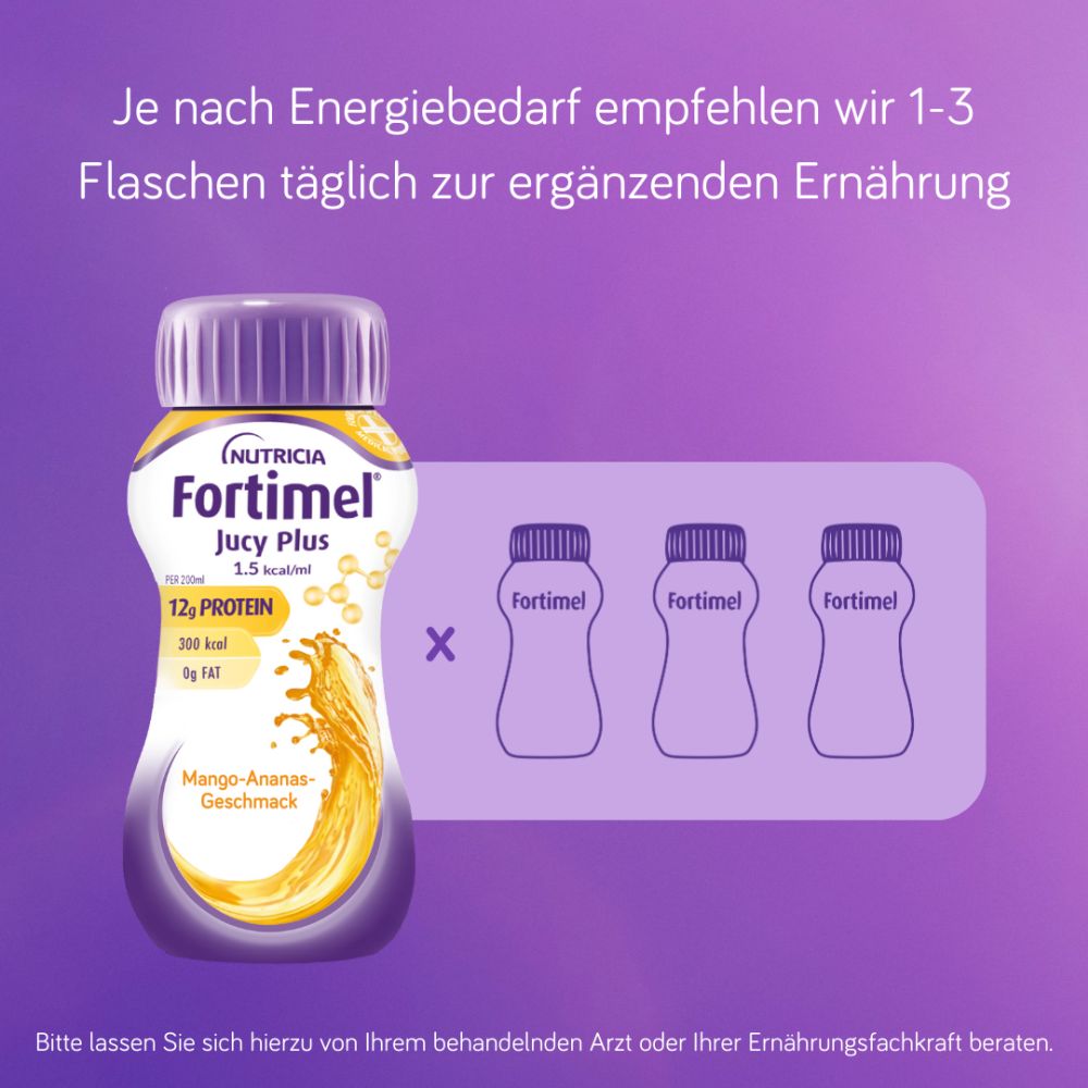Fortimel Jucy Plus Mango-Ananas-Geschmack 32X200 ml Flüssigkeit