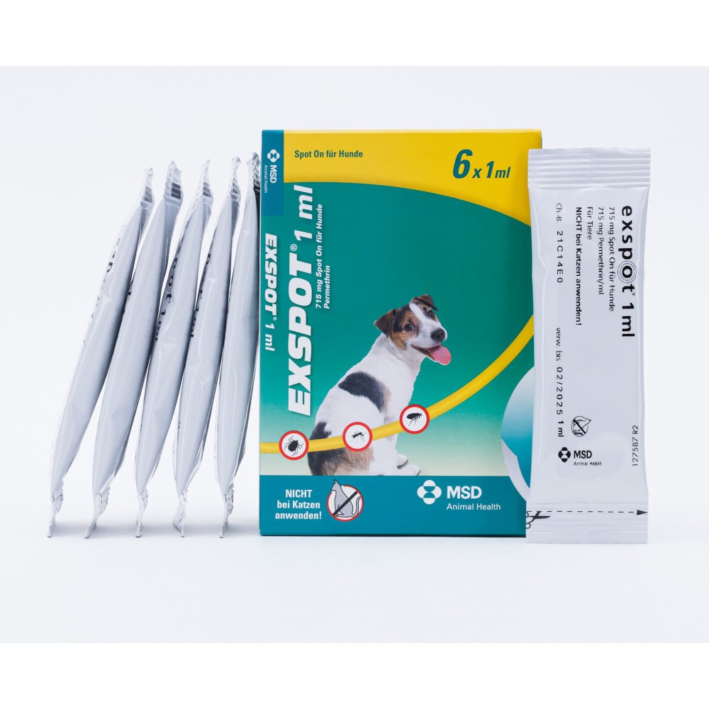 EXSPOT 1 ml Spot On Lösung für Hunde  6X1 ml Lösung